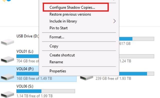 Configure Shadow Copies